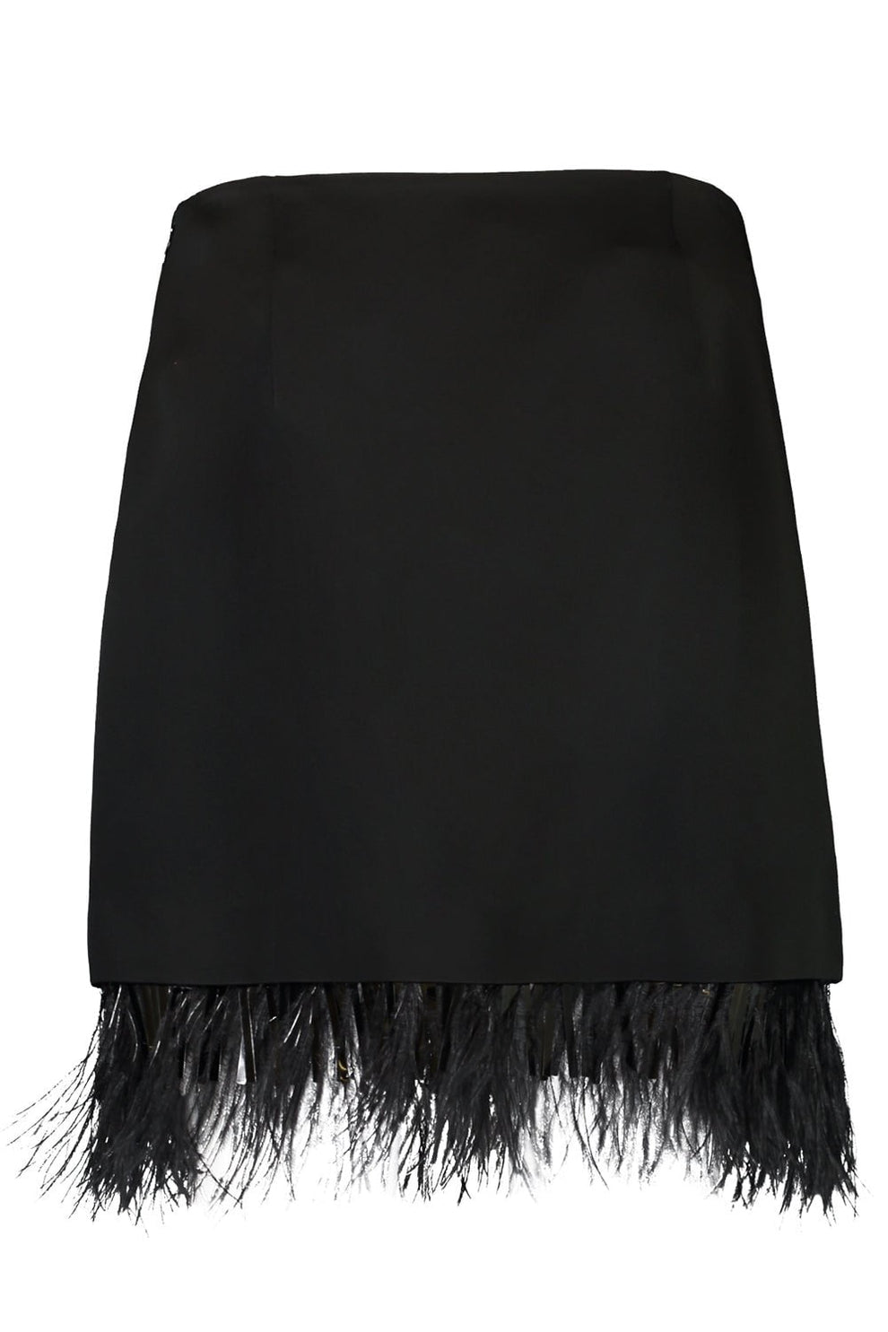 BRUNELLO CUCINELLI WOMEN'S BLACK SKIRT WITH FEATHER TRIM