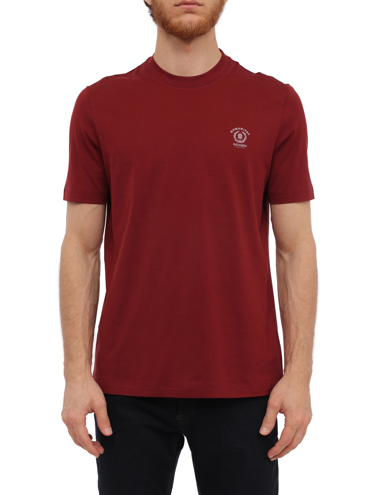 BRUNELLO CUCINELLI MEN'S RED CREW NECK T-SHIRT