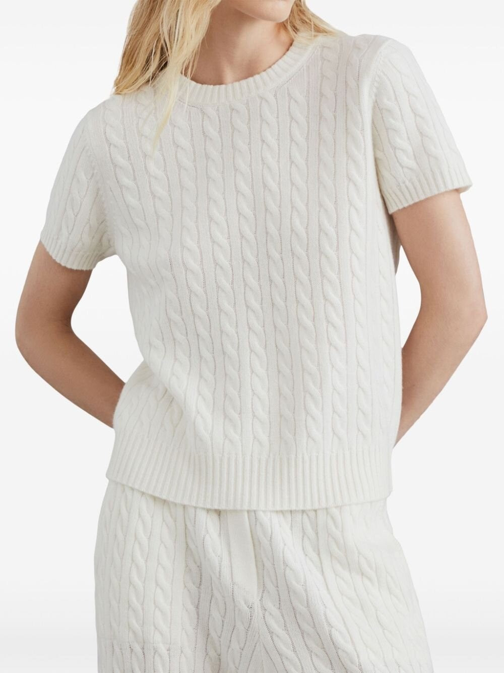 BRUNELLO CUCINELLI WOMEN'S IVORY CABLE KNIT SWEATER