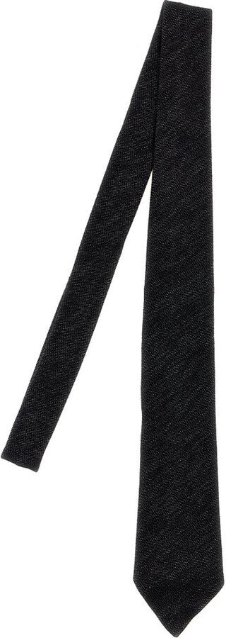 BRUNELLO CUCINELLI WOMEN'S BLACK TEXTURED NECKTIE ACCESSORY