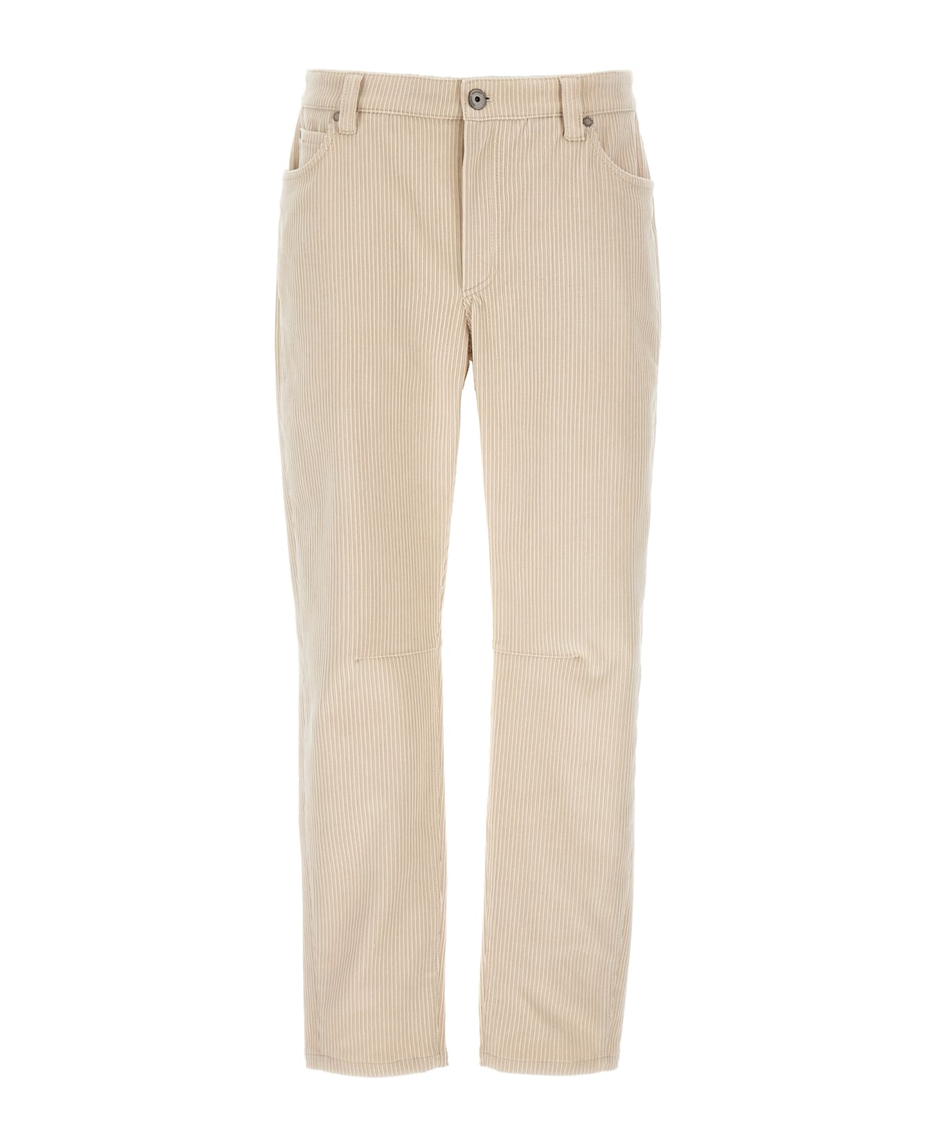 BRUNELLO CUCINELLI WOMEN'S CREAM CORDUROY STRAIGHT-LEG TROUSERS
