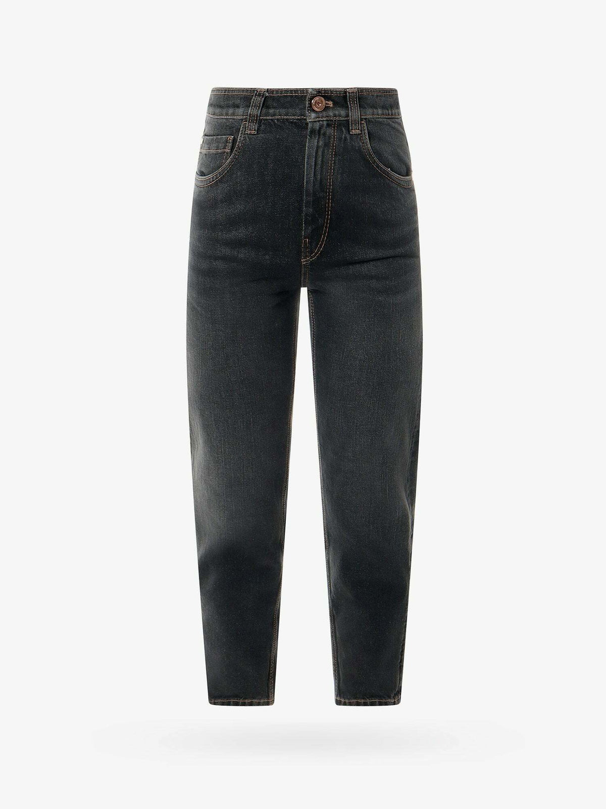 BRUNELLO CUCINELLI WOMEN'S BLACK TAPERED DENIM TROUSERS