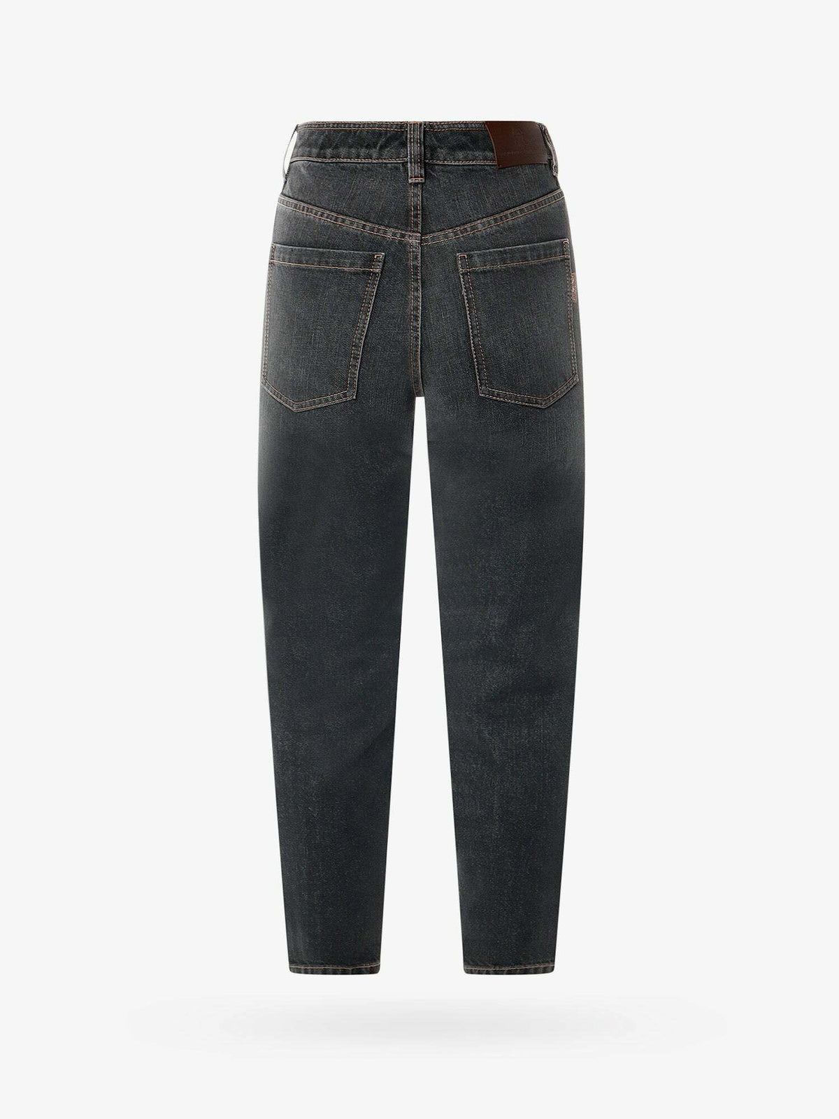 BRUNELLO CUCINELLI WOMEN'S BLACK TAPERED DENIM TROUSERS