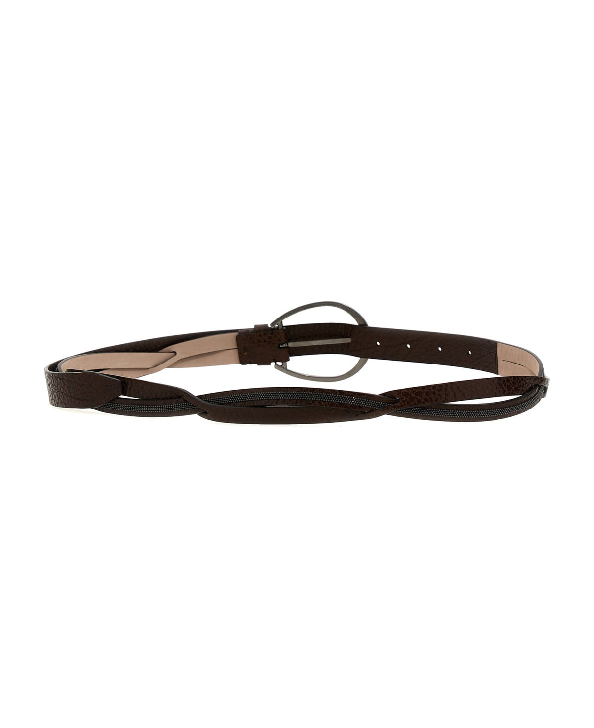 BRUNELLO CUCINELLI WOMEN'S DARK BROWN LEATHER BELT