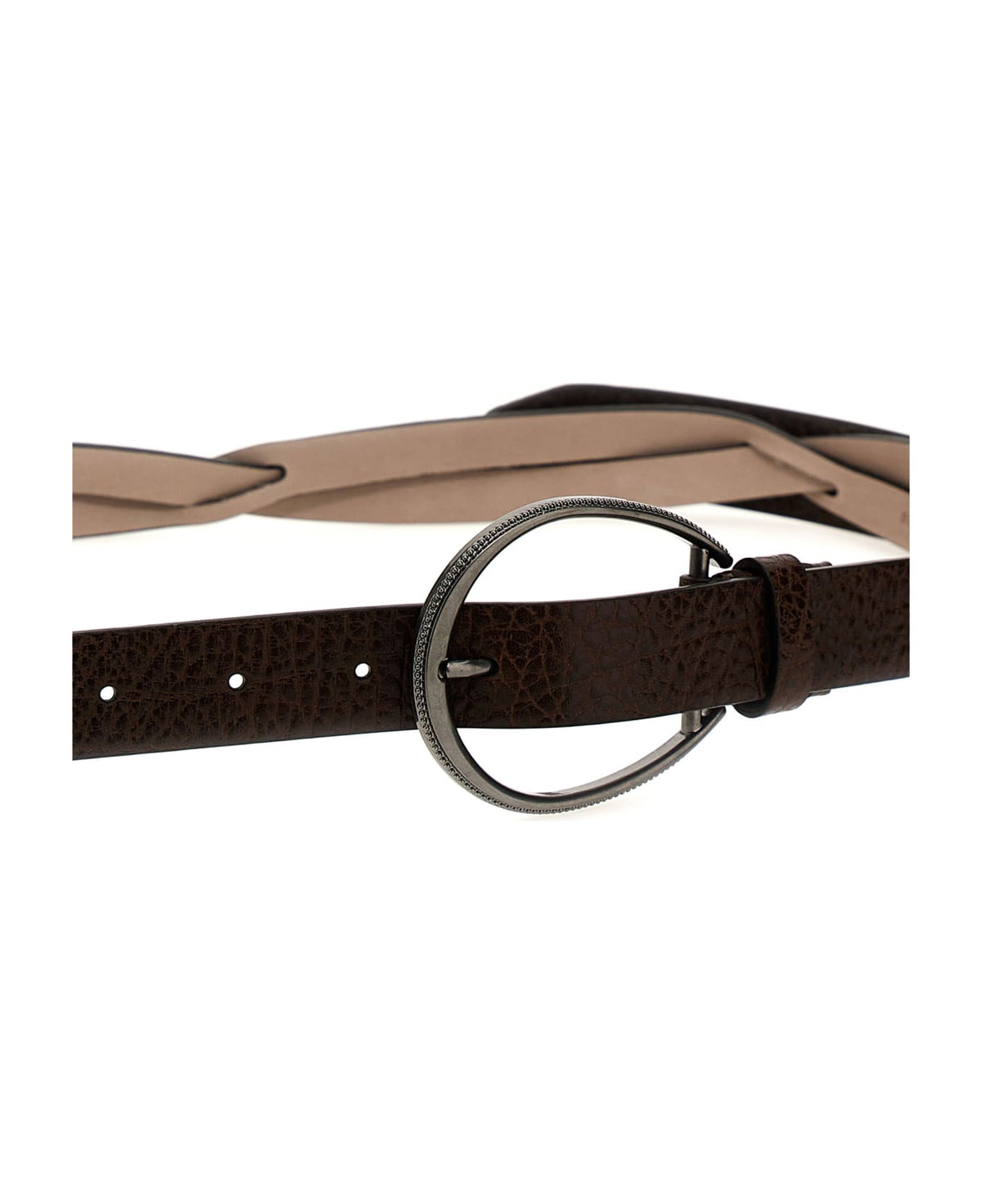 BRUNELLO CUCINELLI WOMEN'S DARK BROWN LEATHER BELT