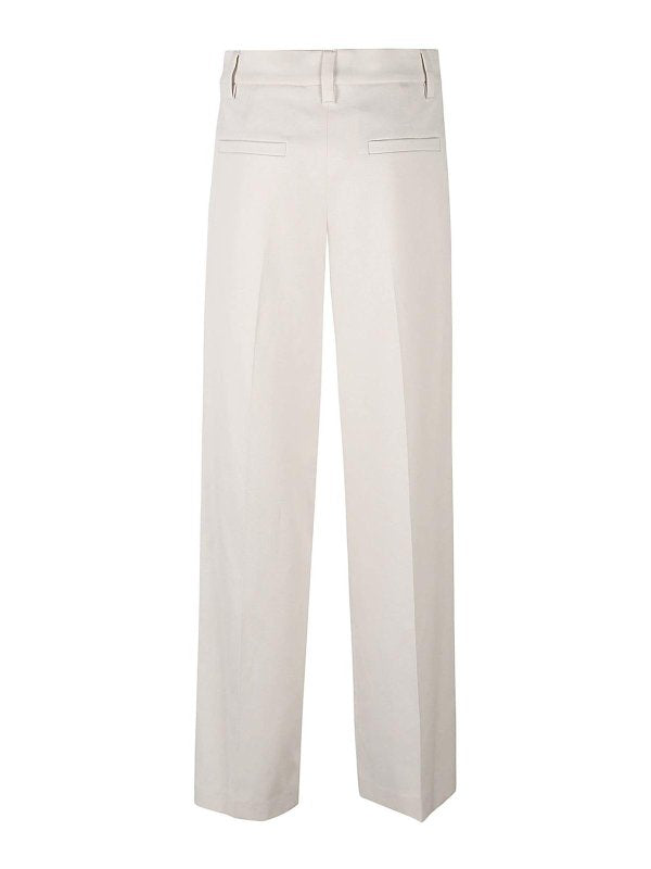 BRUNELLO CUCINELLI WOMEN'S SNOW WHITE PLEATED TAILORED TROUSERS