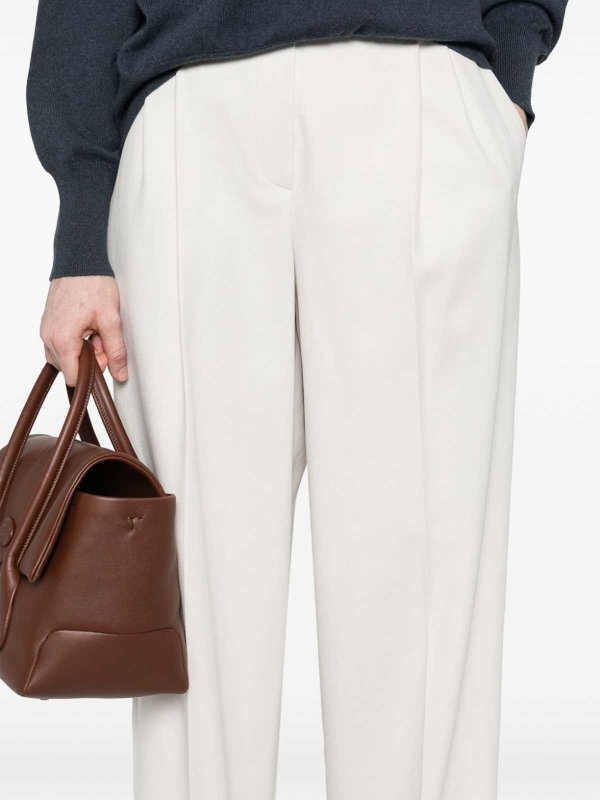 BRUNELLO CUCINELLI WOMEN'S SNOW WHITE PLEATED TAILORED TROUSERS