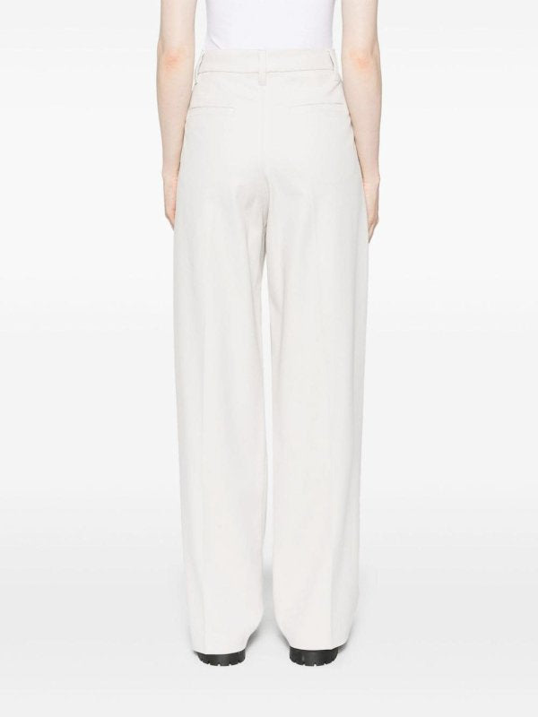 BRUNELLO CUCINELLI WOMEN'S SNOW WHITE PLEATED TAILORED TROUSERS
