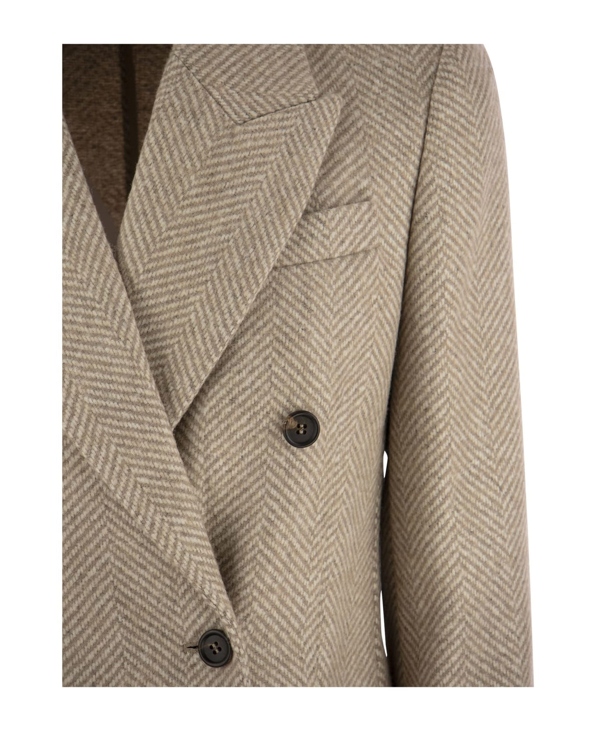 BRUNELLO CUCINELLI WOMEN'S CAMEL DOUBLE BREASTED WOOL BLEND JACKET