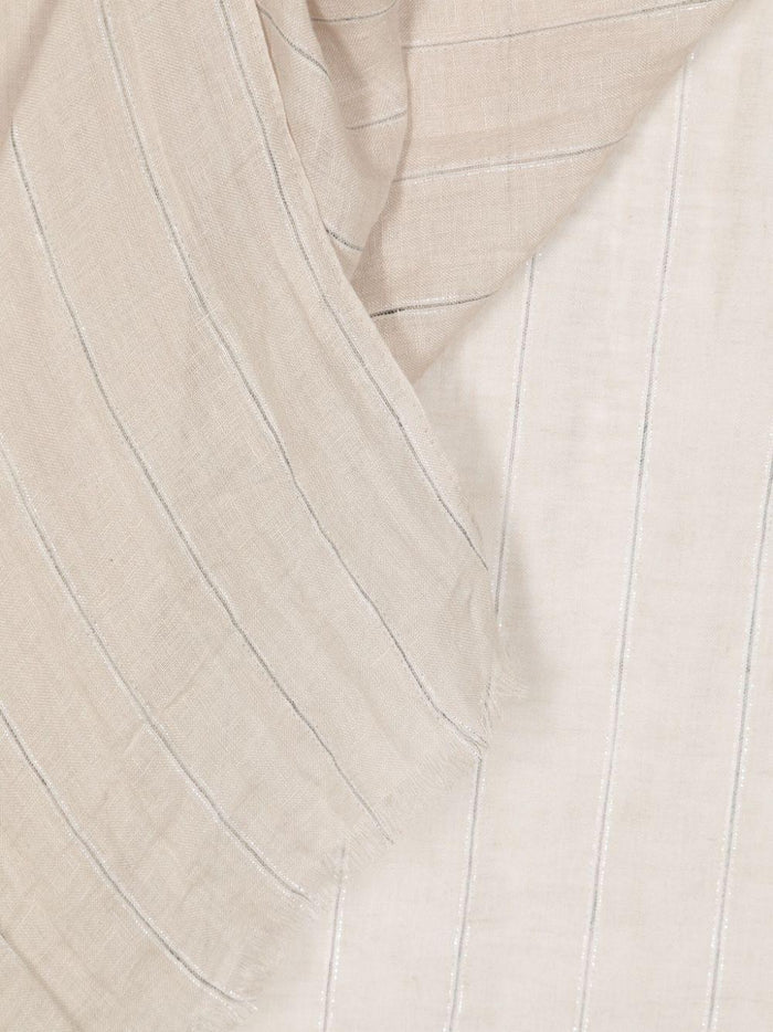 BRUNELLO CUCINELLI WOMEN'S BEIGE STRIPED LIGHTWEIGHT SCARF