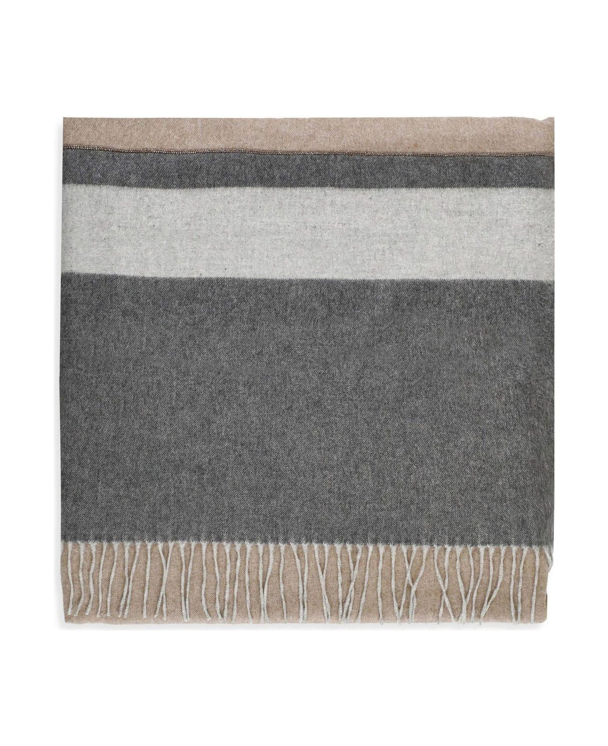 BRUNELLO CUCINELLI WOMEN'S BROWN MEDIUM GREY LIGHT GREY SILK SCARF