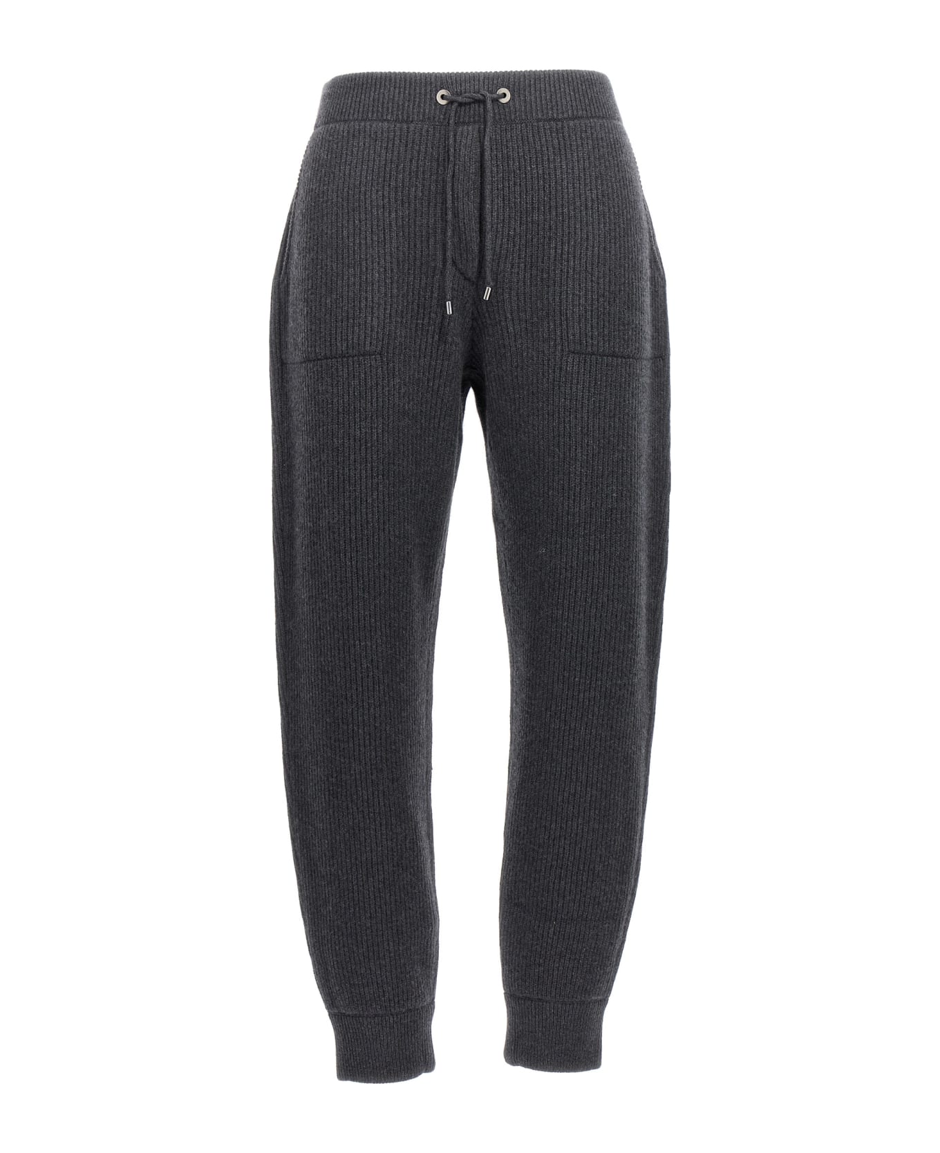 BRUNELLO CUCINELLI WOMEN'S BLACK CASHMERE RIBBED JOGGER PANTS
