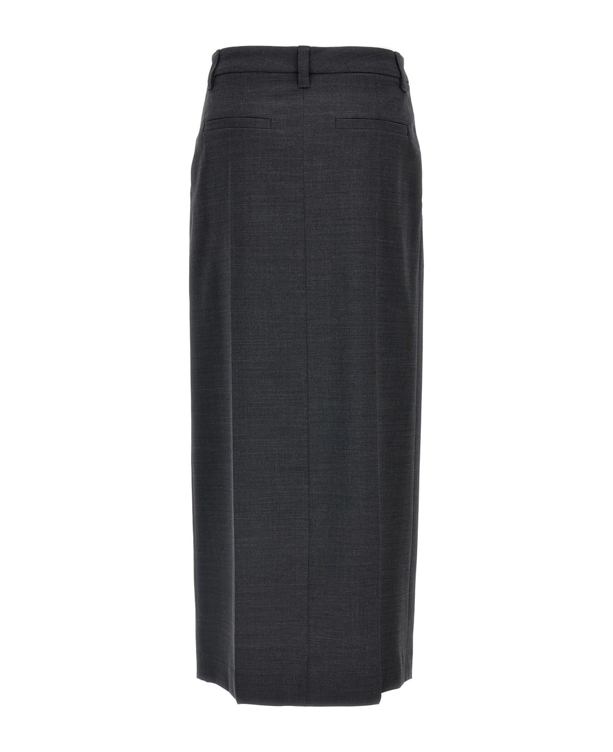 BRUNELLO CUCINELLI WOMEN'S DARK GREY WOOL PENCIL SKIRT