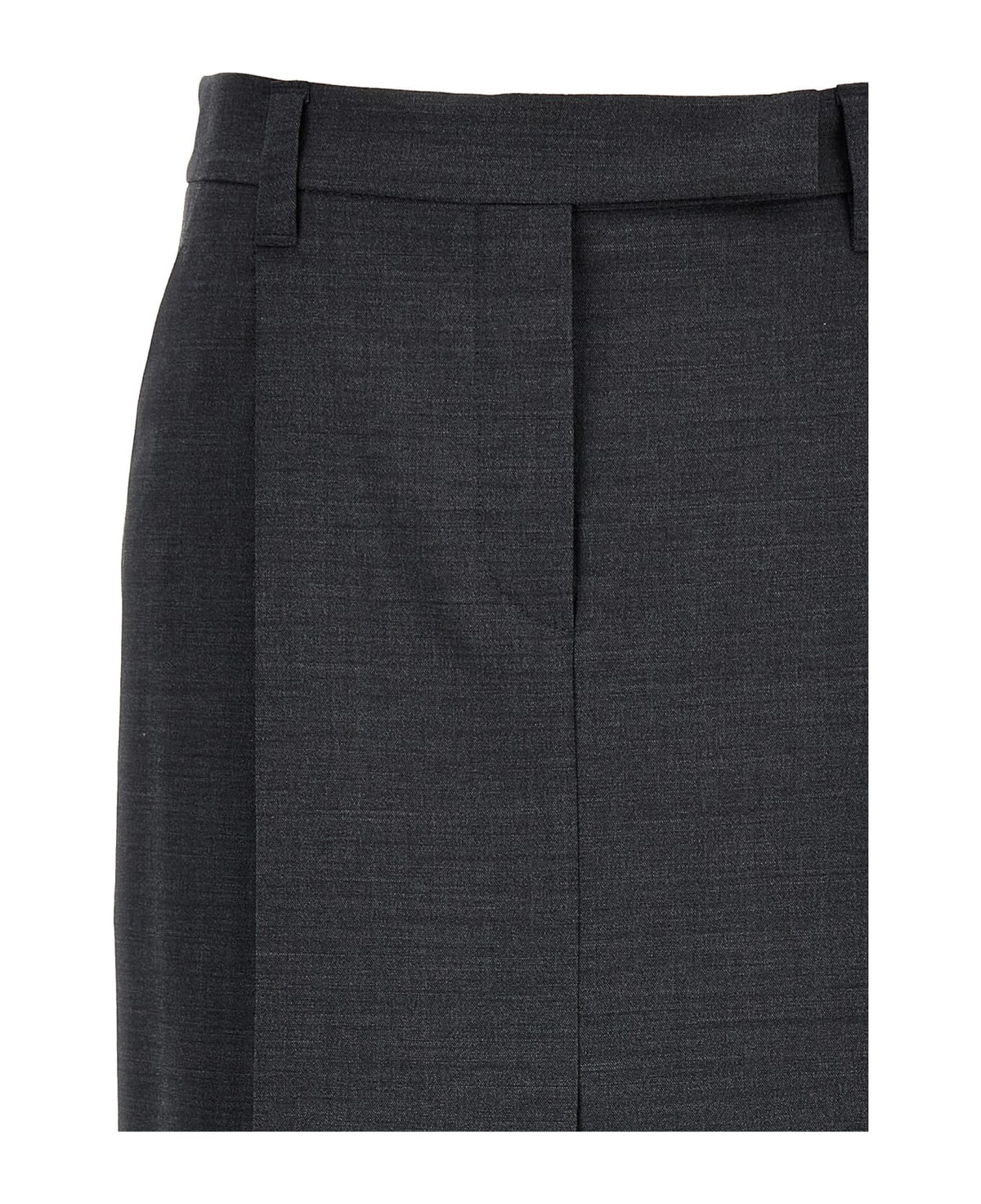 BRUNELLO CUCINELLI WOMEN'S DARK GREY WOOL PENCIL SKIRT