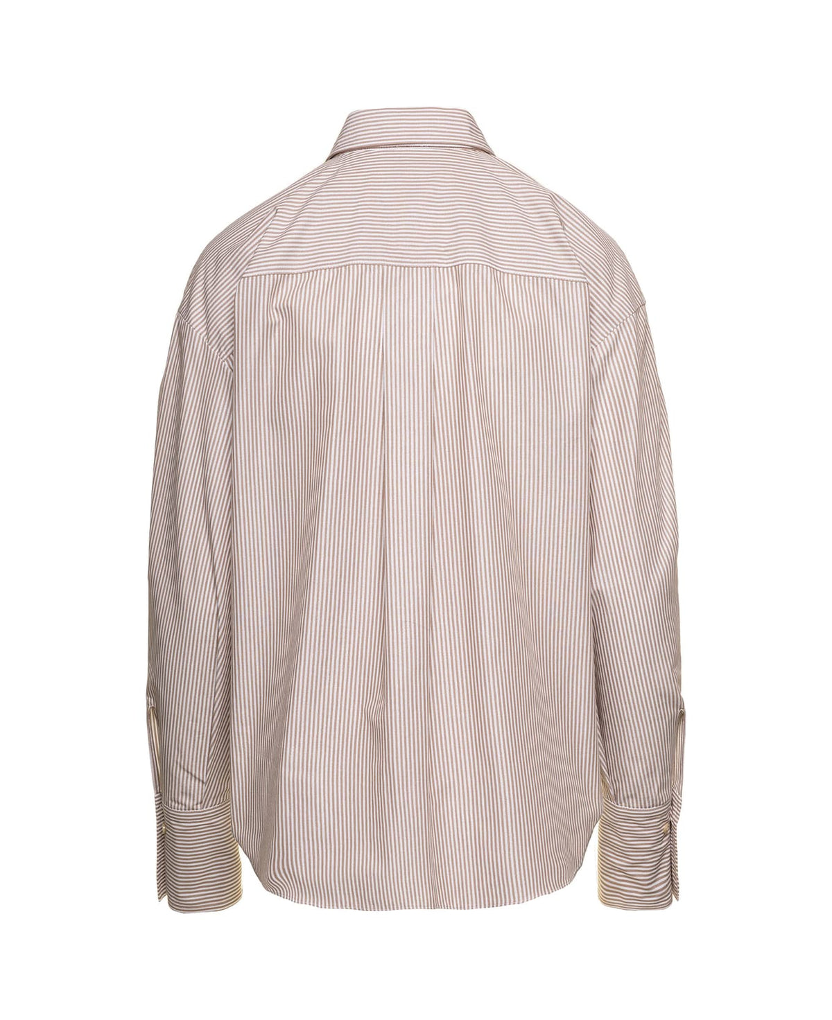 BRUNELLO CUCINELLI WOMEN'S BEIGE STRIPED OVERSIZED SHIRT