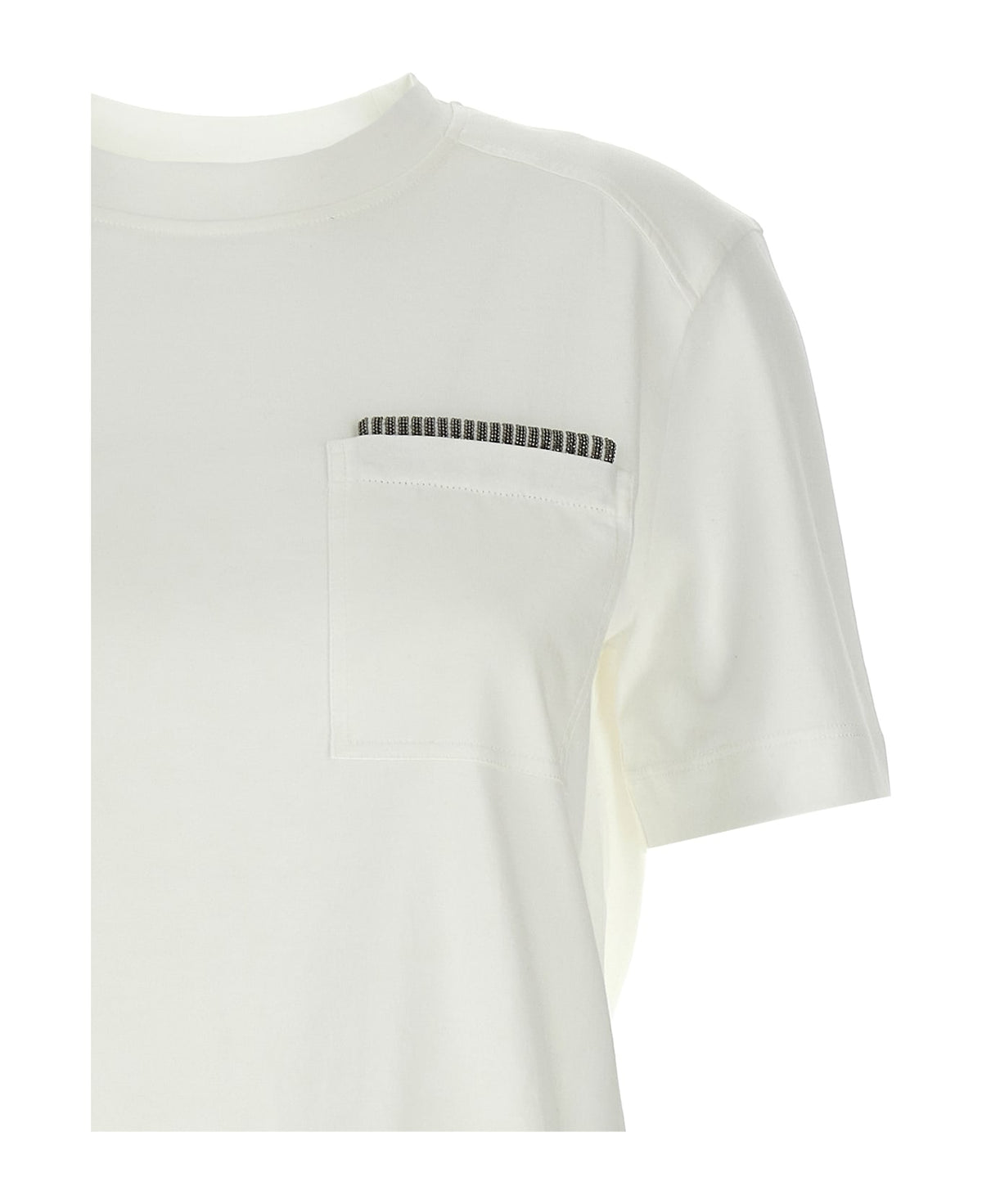 BRUNELLO CUCINELLI WOMEN'S WHITE COTTON SHORT SLEEVE SHIRT