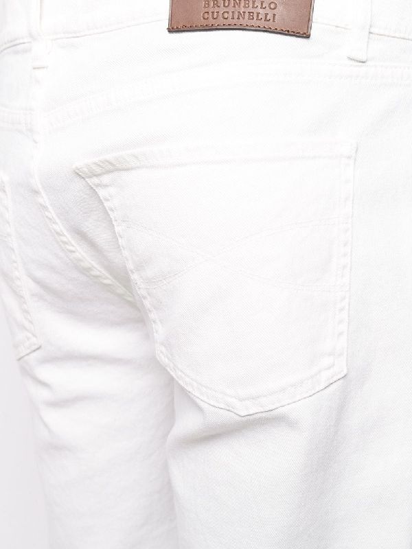 BRUNELLO CUCINELLI MEN'S WHITE STRAIGHT-LEG TROUSERS