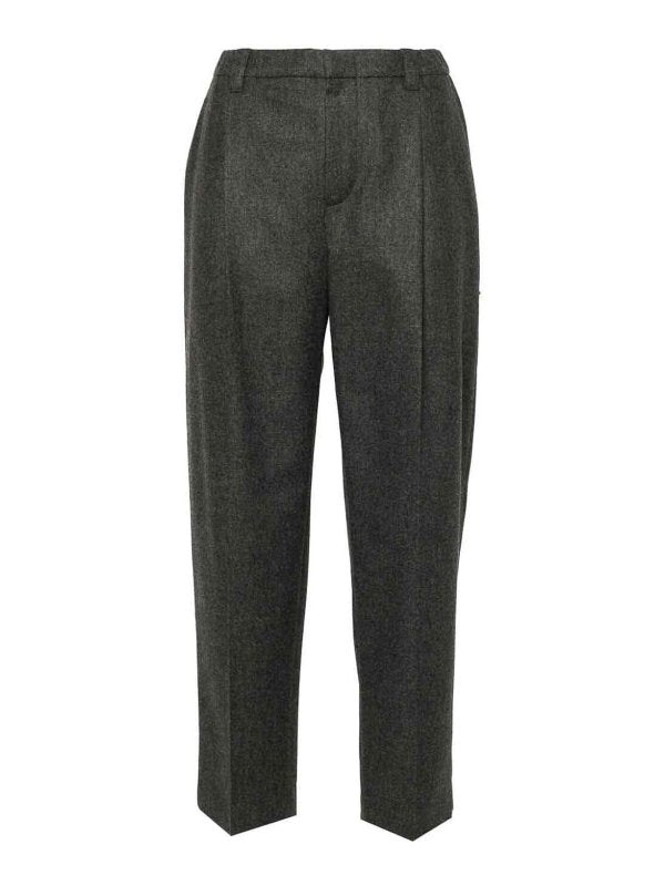 BRUNELLO CUCINELLI WOMEN'S CHARCOAL TAILORED WOOL-BLEND TROUSERS