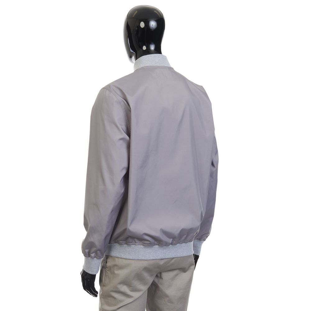 BRUNELLO CUCINELLI MEN'S LIGHT GREY BOMBER JACKET