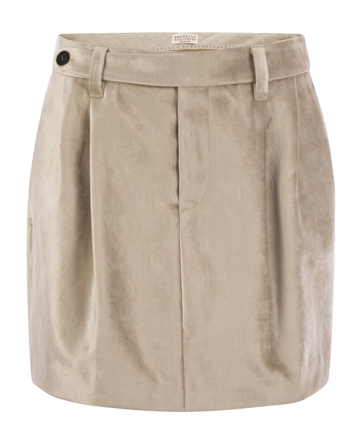 BRUNELLO CUCINELLI WOMEN'S PINK BEIGE COTTON BLEND TAILORED SKIRT