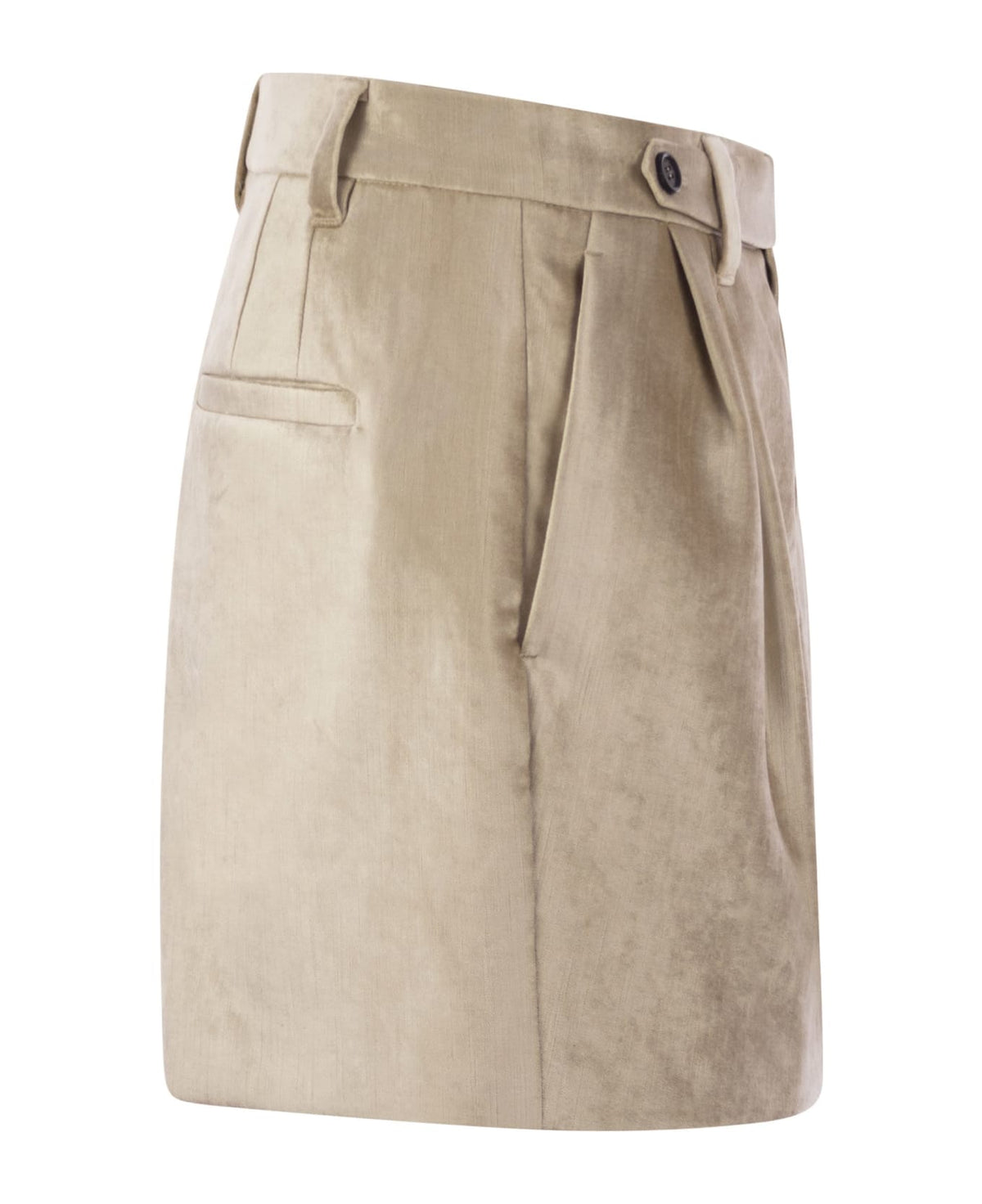 BRUNELLO CUCINELLI WOMEN'S PINK BEIGE COTTON BLEND TAILORED SKIRT
