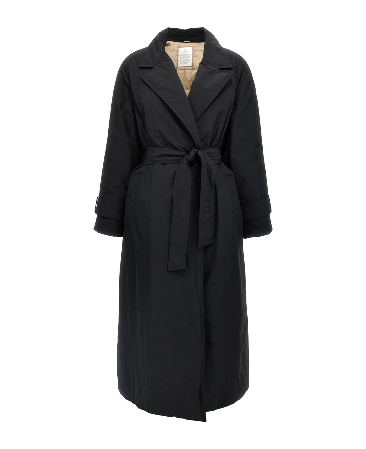 BRUNELLO CUCINELLI WOMEN'S BLACK BELTED LONG JACKET