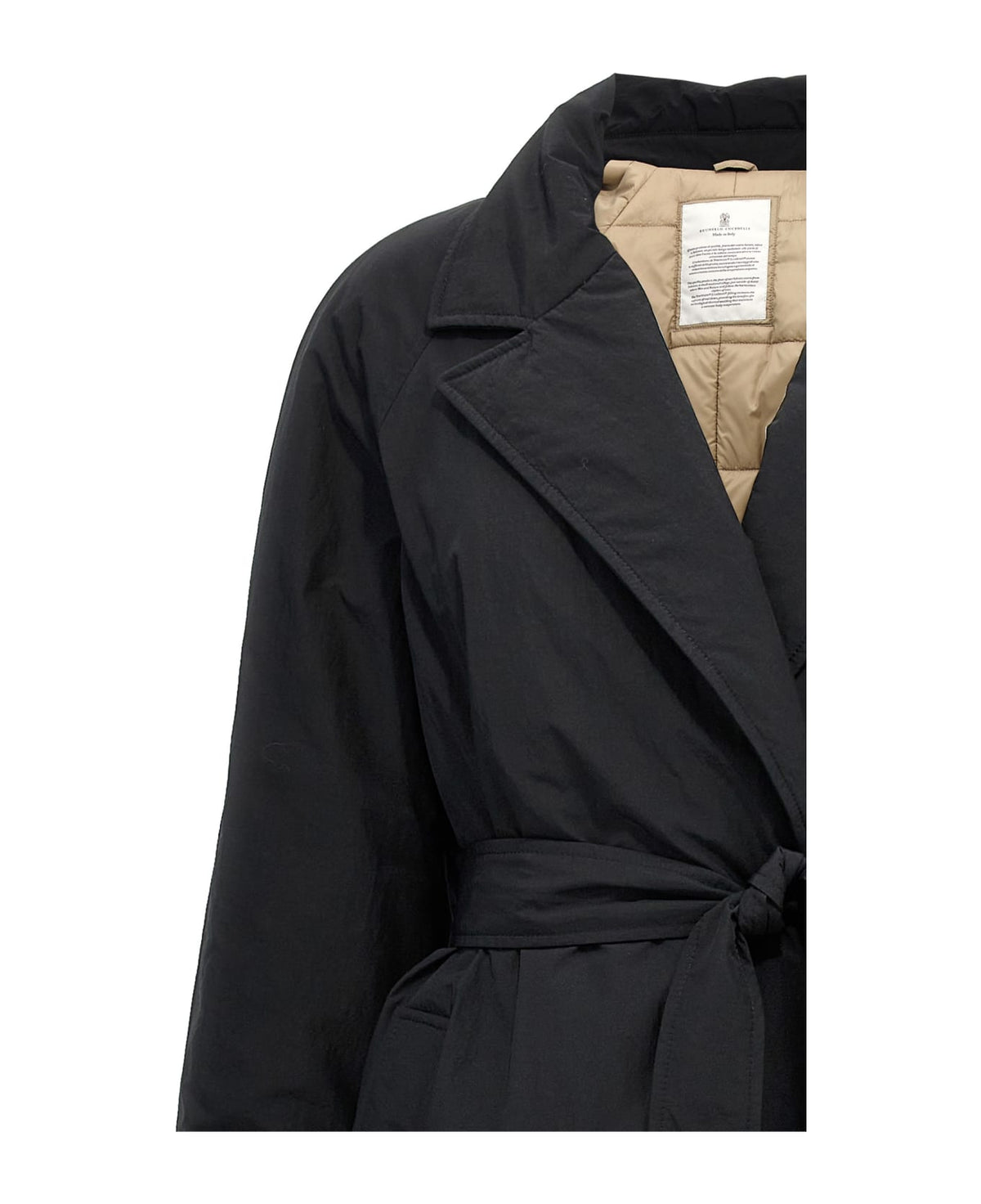 BRUNELLO CUCINELLI WOMEN'S BLACK BELTED LONG JACKET