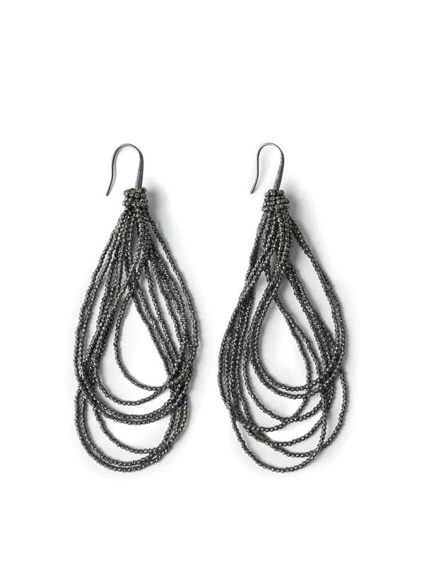 BRUNELLO CUCINELLI WOMEN'S GUNMETAL MULTI-STRAND DROP EARRINGS
