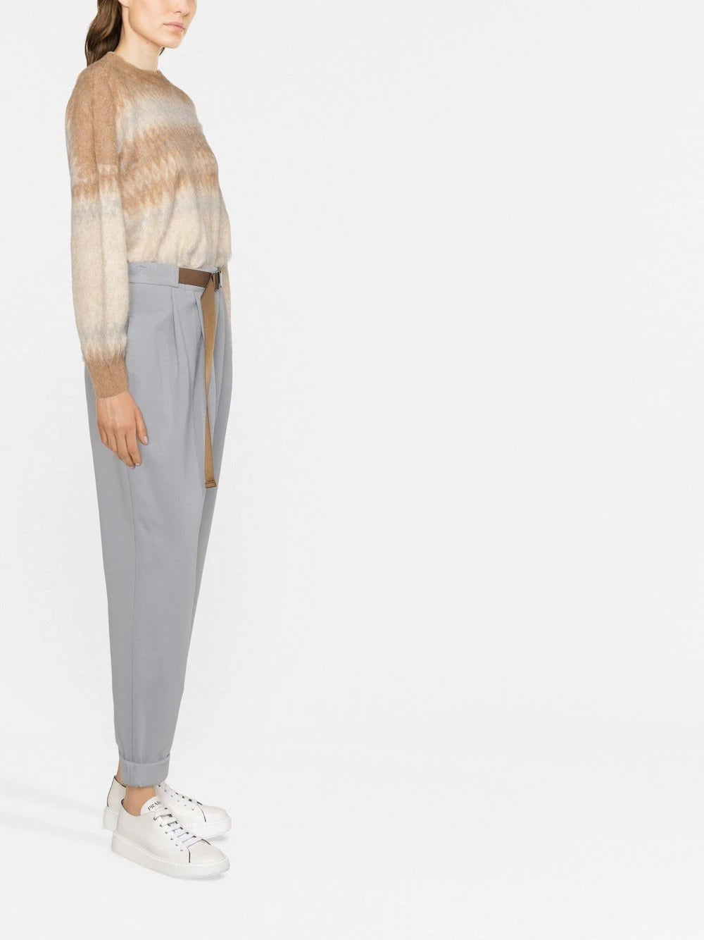 BRUNELLO CUCINELLI WOMEN'S CLOUDY GRAY PLEATED TROUSERS