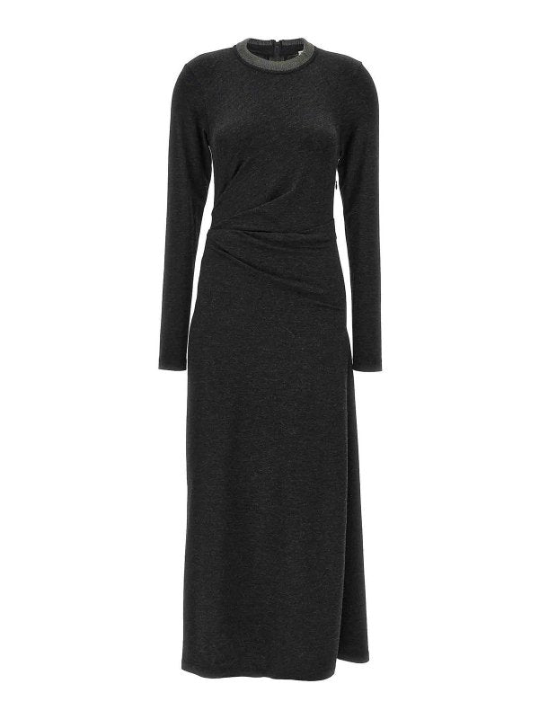 BRUNELLO CUCINELLI WOMEN'S MINE WOOL LONG SLEEVE MIDI DRESS