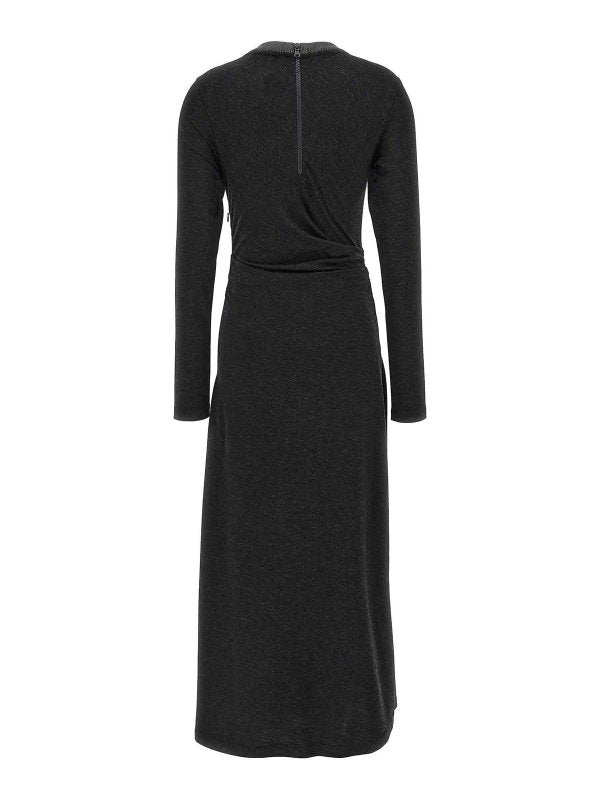 BRUNELLO CUCINELLI WOMEN'S MINE WOOL LONG SLEEVE MIDI DRESS