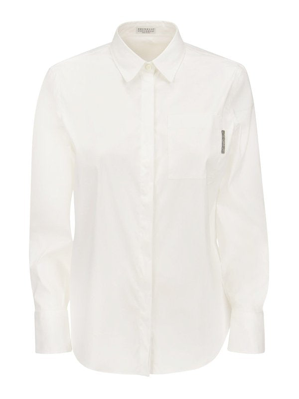 BRUNELLO CUCINELLI WOMEN'S WHITE TAILORED BUTTON-UP SHIRT