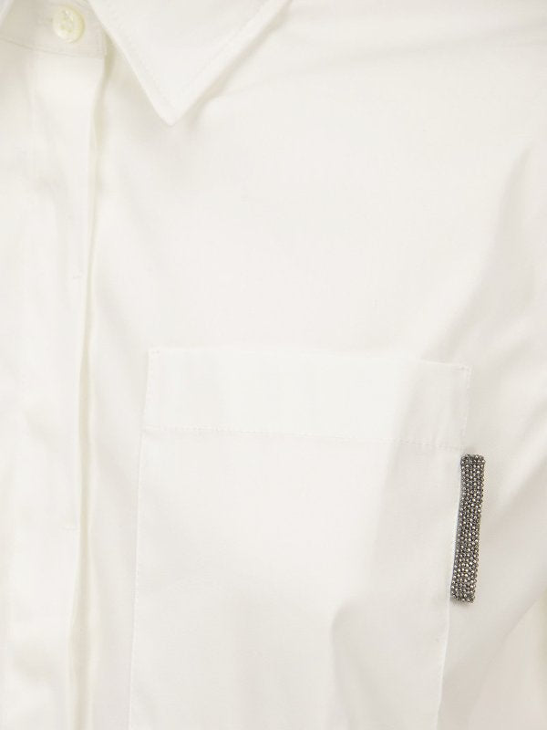 BRUNELLO CUCINELLI WOMEN'S WHITE TAILORED BUTTON-UP SHIRT