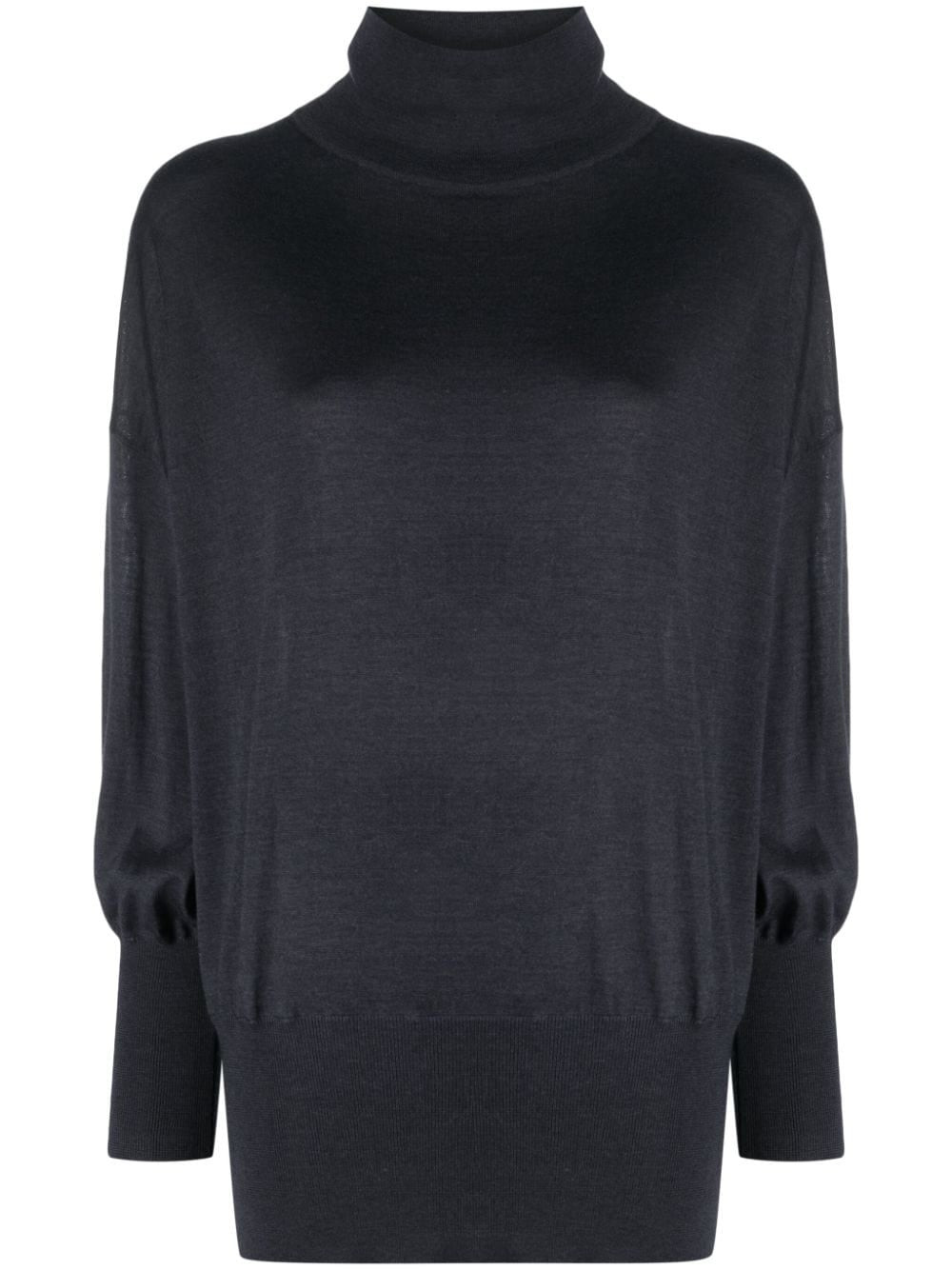 BRUNELLO CUCINELLI WOMEN'S DARK MOCK NECK KNIT SWEATER