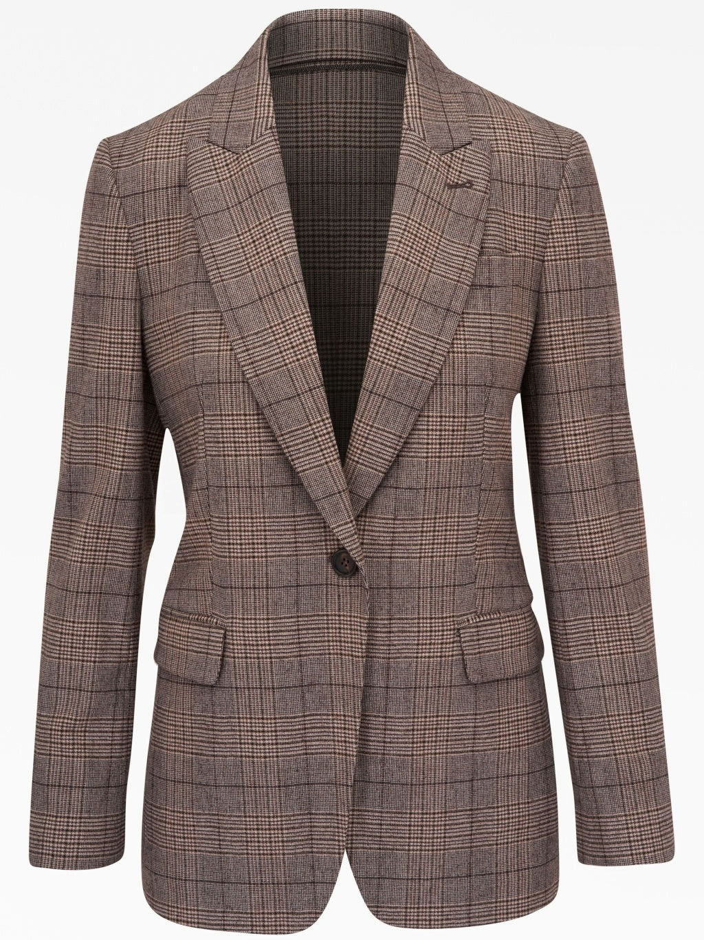 BRUNELLO CUCINELLI WOMEN'S BROWN WOOL BLEND TAILORED JACKET