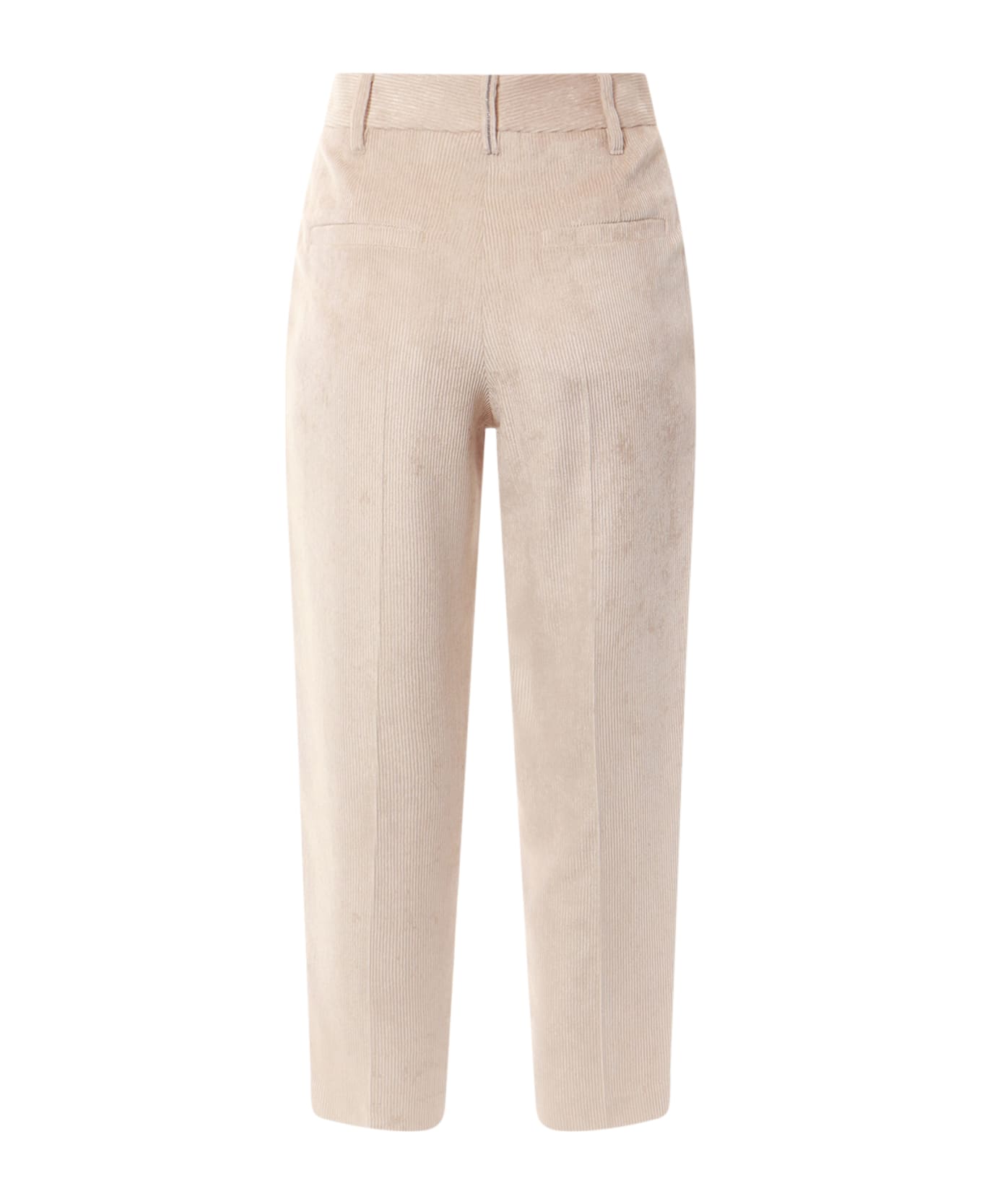 BRUNELLO CUCINELLI WOMEN'S PINK BEIGE CORDUROY PLEATED TROUSERS