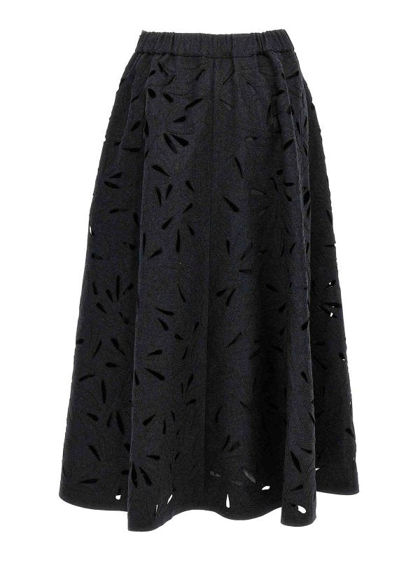 BRUNELLO CUCINELLI WOMEN'S DARK GREY VIRGIN WOOL MIDI SKIRT