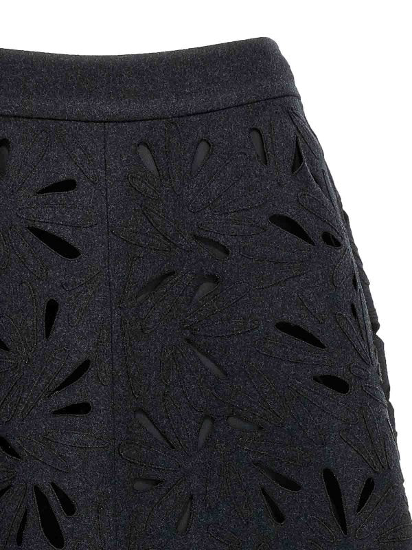 BRUNELLO CUCINELLI WOMEN'S DARK GREY VIRGIN WOOL MIDI SKIRT