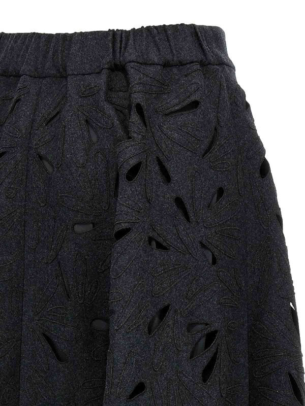 BRUNELLO CUCINELLI WOMEN'S DARK GREY VIRGIN WOOL MIDI SKIRT