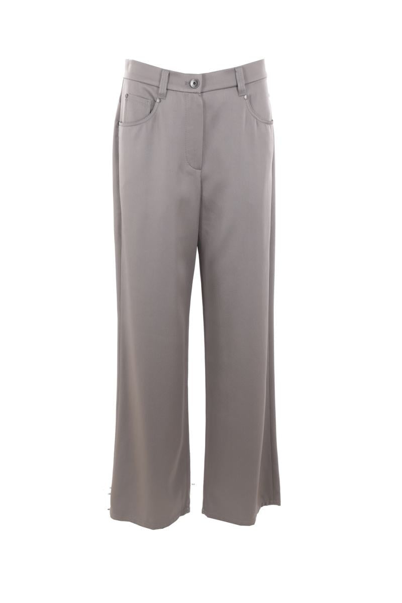BRUNELLO CUCINELLI WOMEN'S IRON WIDE-LEG TAILORED TROUSERS
