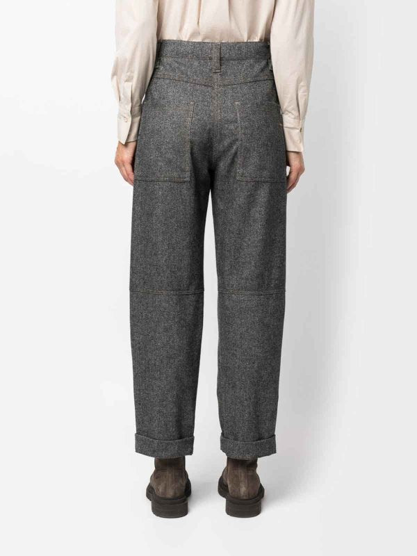 BRUNELLO CUCINELLI WOMEN'S GRAY PLEATED CUFFED TROUSERS