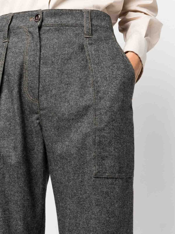BRUNELLO CUCINELLI WOMEN'S GRAY PLEATED CUFFED TROUSERS