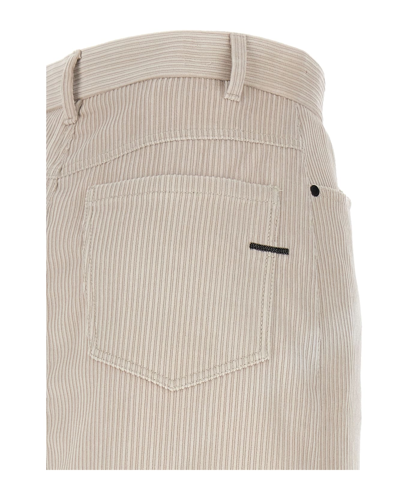 BRUNELLO CUCINELLI WOMEN'S LATTE PINSTRIPE MIDI SKIRT