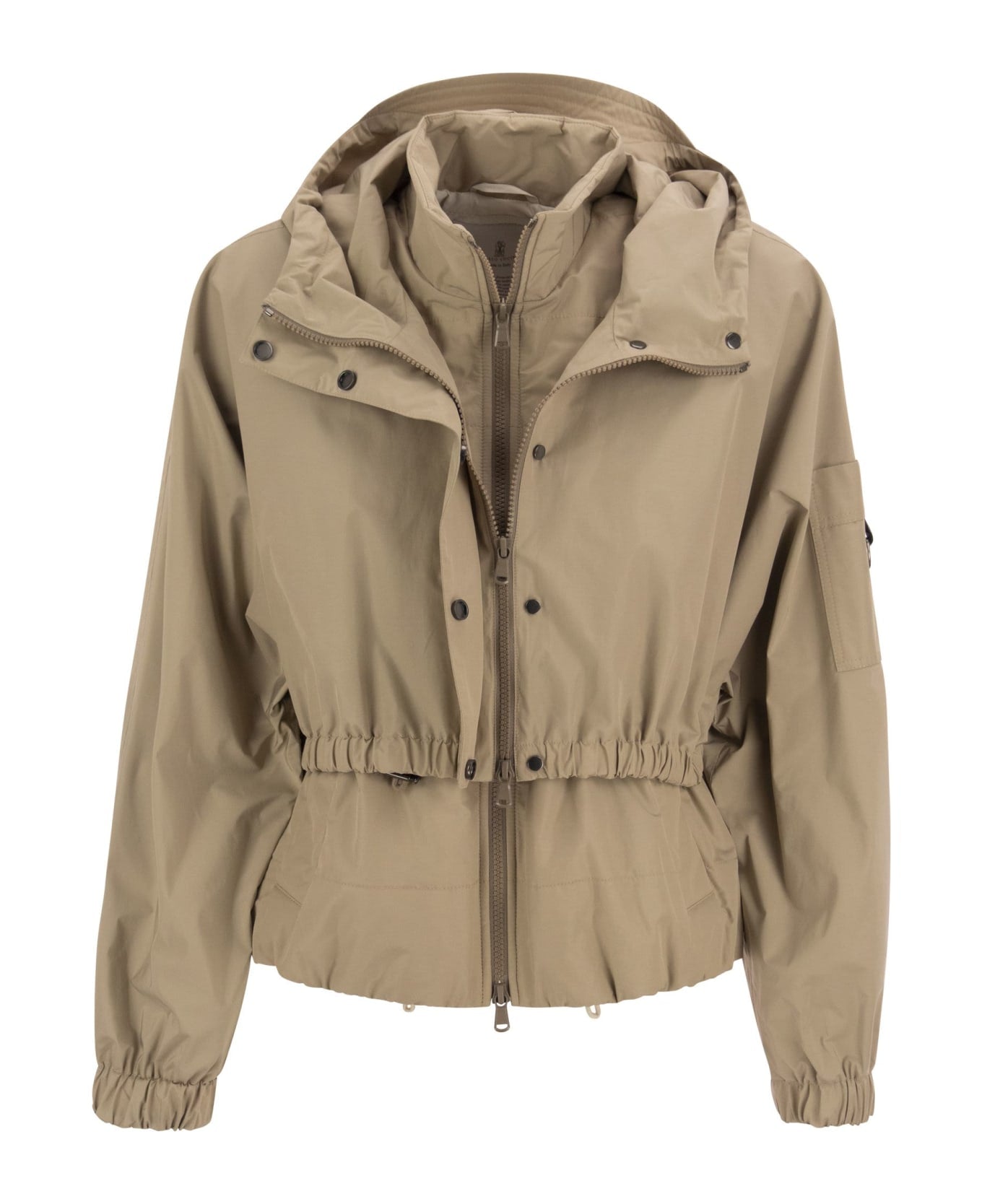 BRUNELLO CUCINELLI WOMEN'S HAZELNUT CROPPED DRAWSTRING JACKET