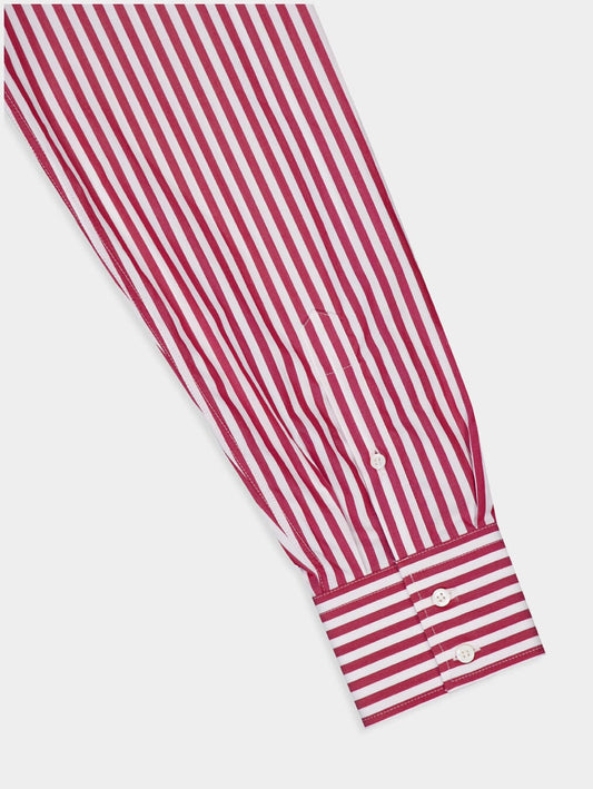 BRUNELLO CUCINELLI MEN'S WHITE AND RED STRIPED SHIRT