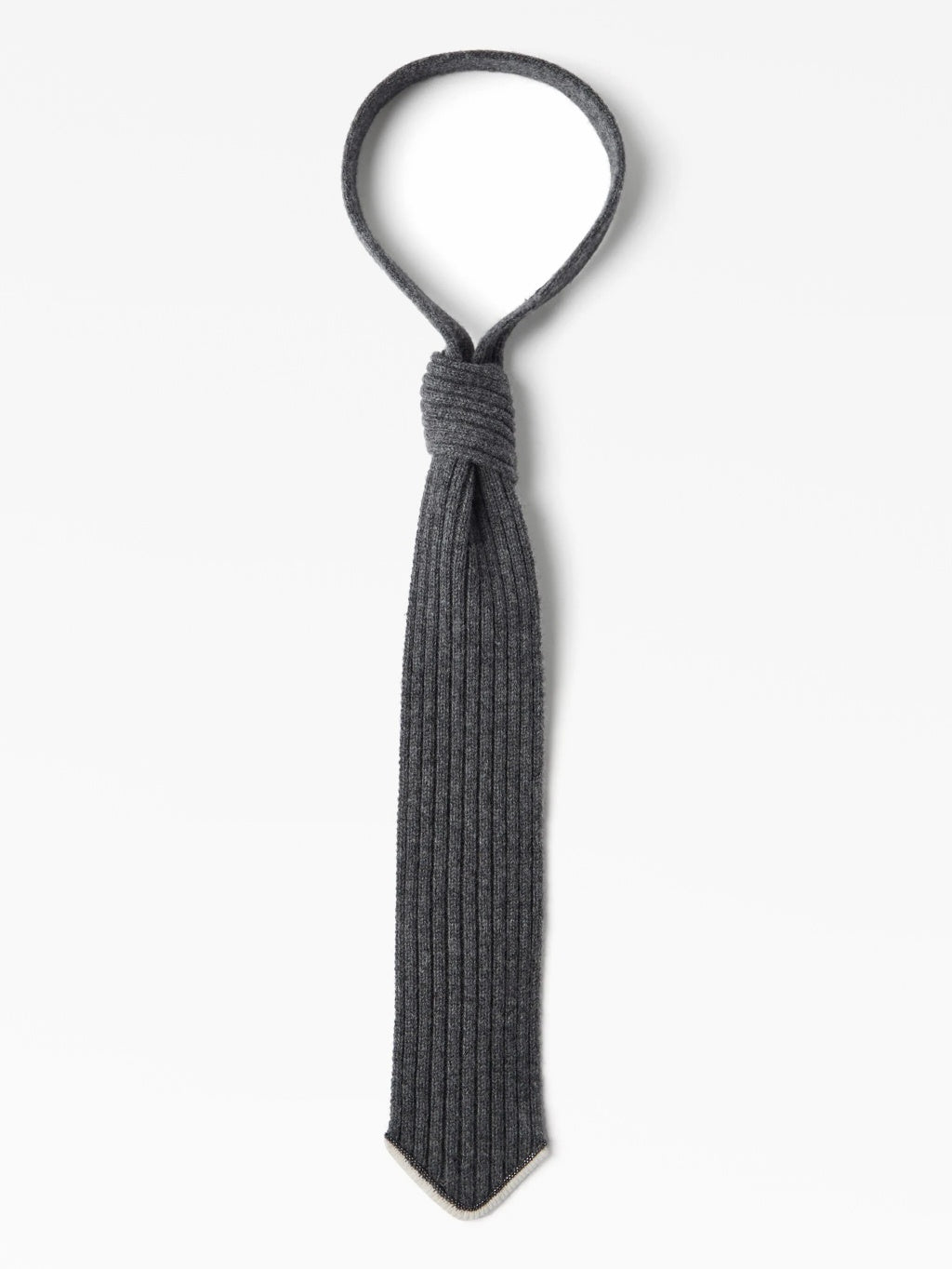 BRUNELLO CUCINELLI WOMEN'S CHARCOAL RIBBED KNIT TIE