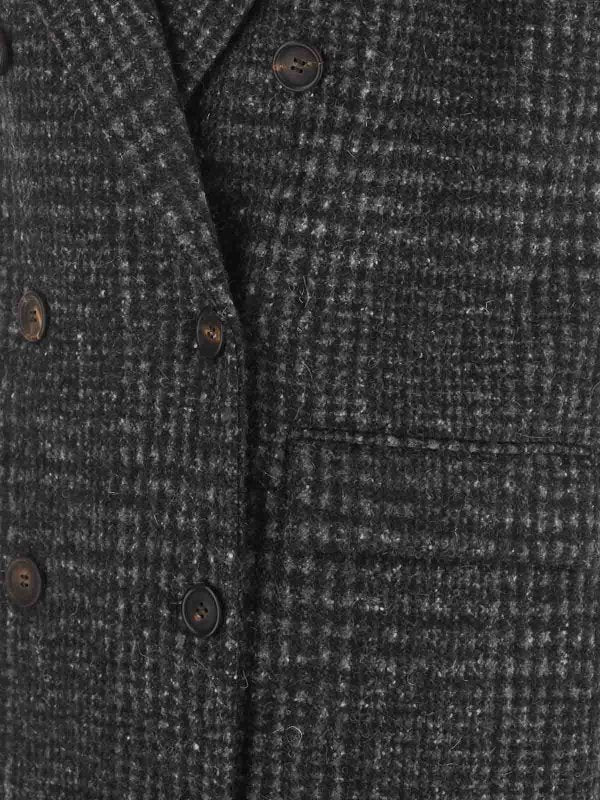 BRUNELLO CUCINELLI WOMEN'S ANTHRACITE PLAID SLEEVELESS COAT