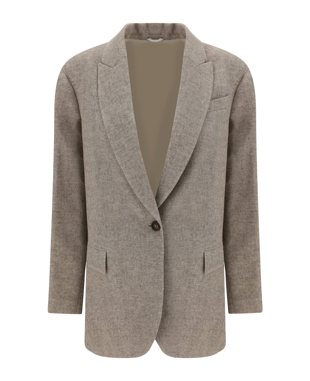 BRUNELLO CUCINELLI WOMEN'S SAND WOOL RELAXED JACKET