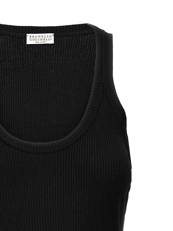 BRUNELLO CUCINELLI WOMEN'S BLACK RIBBED TANK TOP