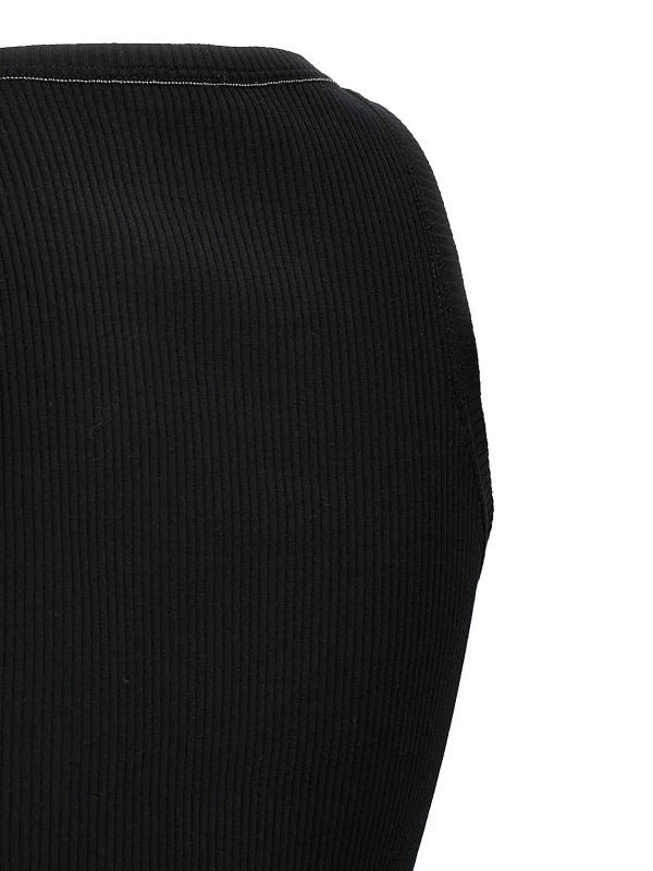 BRUNELLO CUCINELLI WOMEN'S BLACK RIBBED TANK TOP
